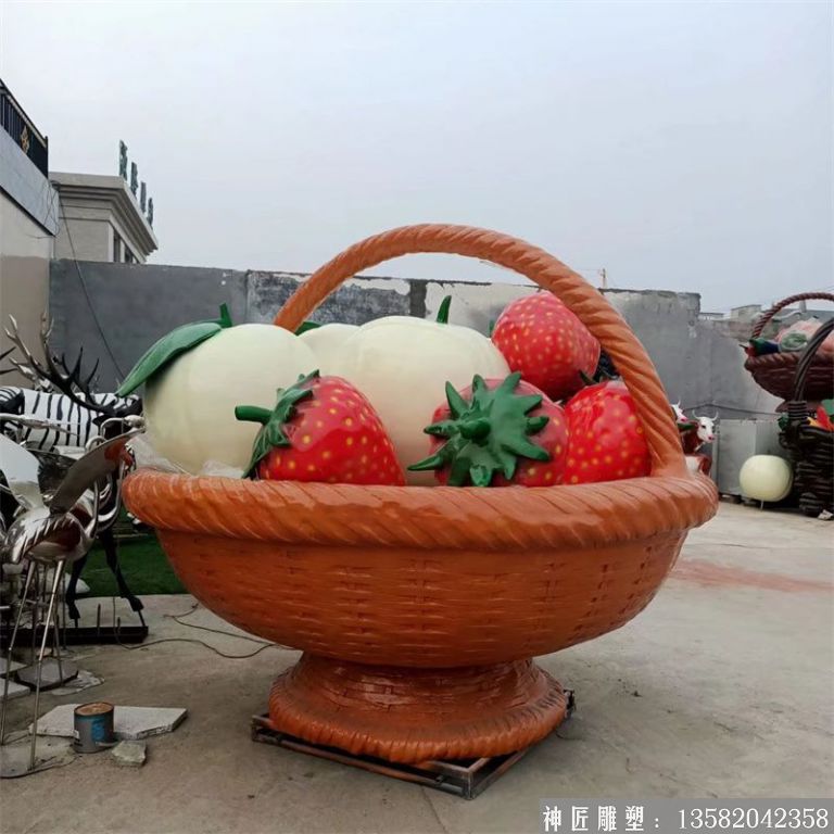 玻璃钢果篮雕塑,蔬菜蓝雕塑1