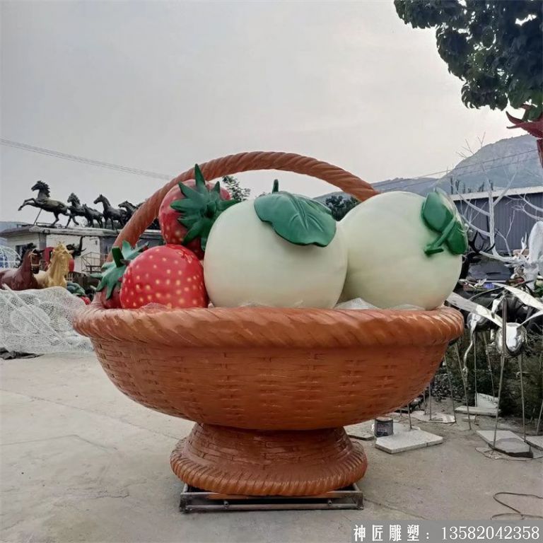 玻璃钢果篮雕塑,蔬菜蓝雕塑2