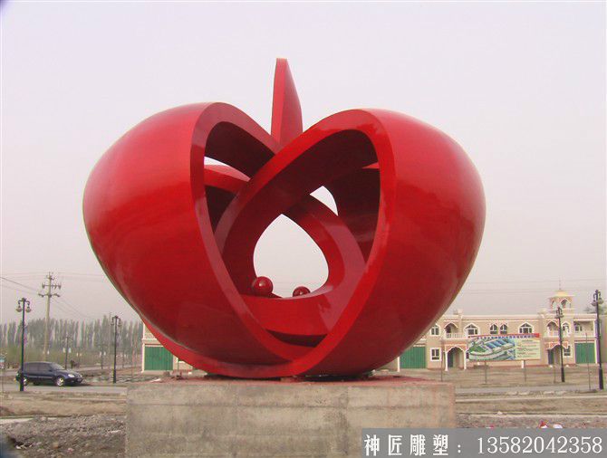 广场不锈钢红苹果雕塑加工厂家 苹果雕塑图