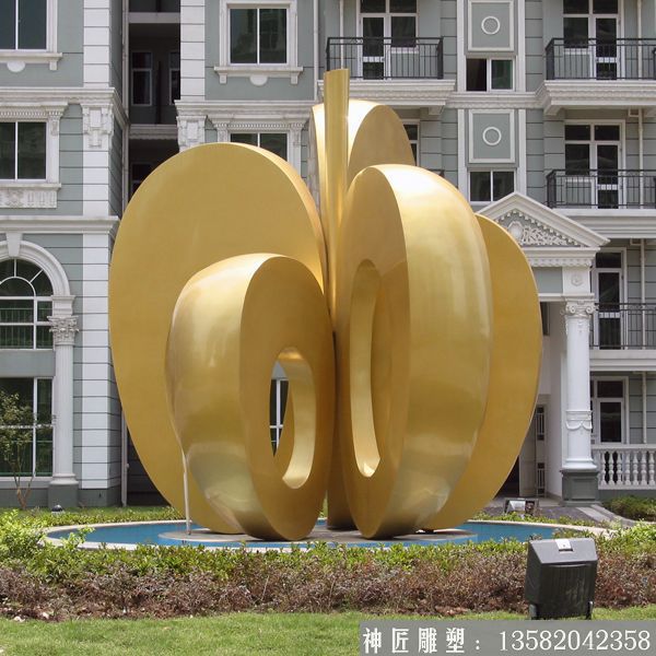 不锈钢苹果雕塑抽象工艺 苹果雕塑寓意