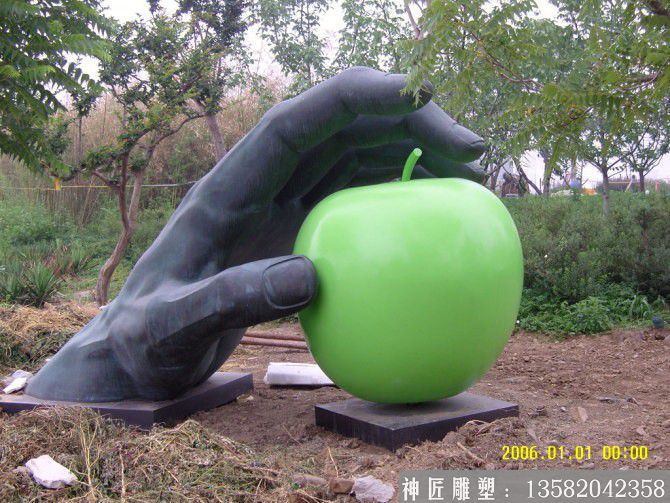 绿色苹果雕塑加工厂家 水果苹果定制